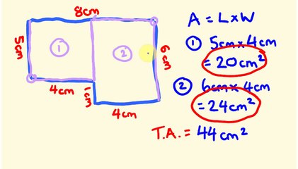Area of composite or compound shapes - fast math lesson