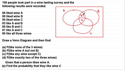 Probability Venn Diagram Example : ExamSolutions