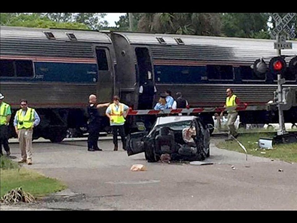 Amtrak Train Collides with Car, Splitting Car in Half