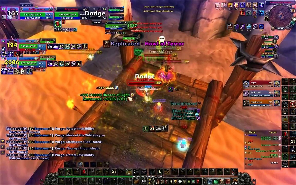 3v3 WoW Arena Paladin Shaman Warrior vs Druid Warlock Death Knight (ShadowCleave)