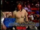 The Great Muta Buzz Sawyer & The Dragon Master vs Mike Hart Larry Santo & Tim Hughes