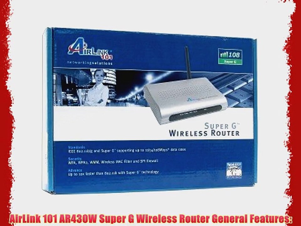 AirLink 101 AR430W 108Mbps 802.11g Wireless LAN/Firewall 4-Port Router