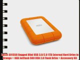 LaCie 301558 Rugged Mini USB 3.0/2.0 1TB External Hard Drive in Orange   4GB JetFlash 500 USB