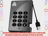 Apricorn Aegis Padlock 500 GB USB 2.0 256-bit Encrypted Portable External Hard Drive A25-PL256-500