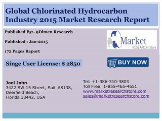 Global Chlorinated Hydrocarbon Industry 2015 Size, Share, Growth, Trends, Demand and Forecast