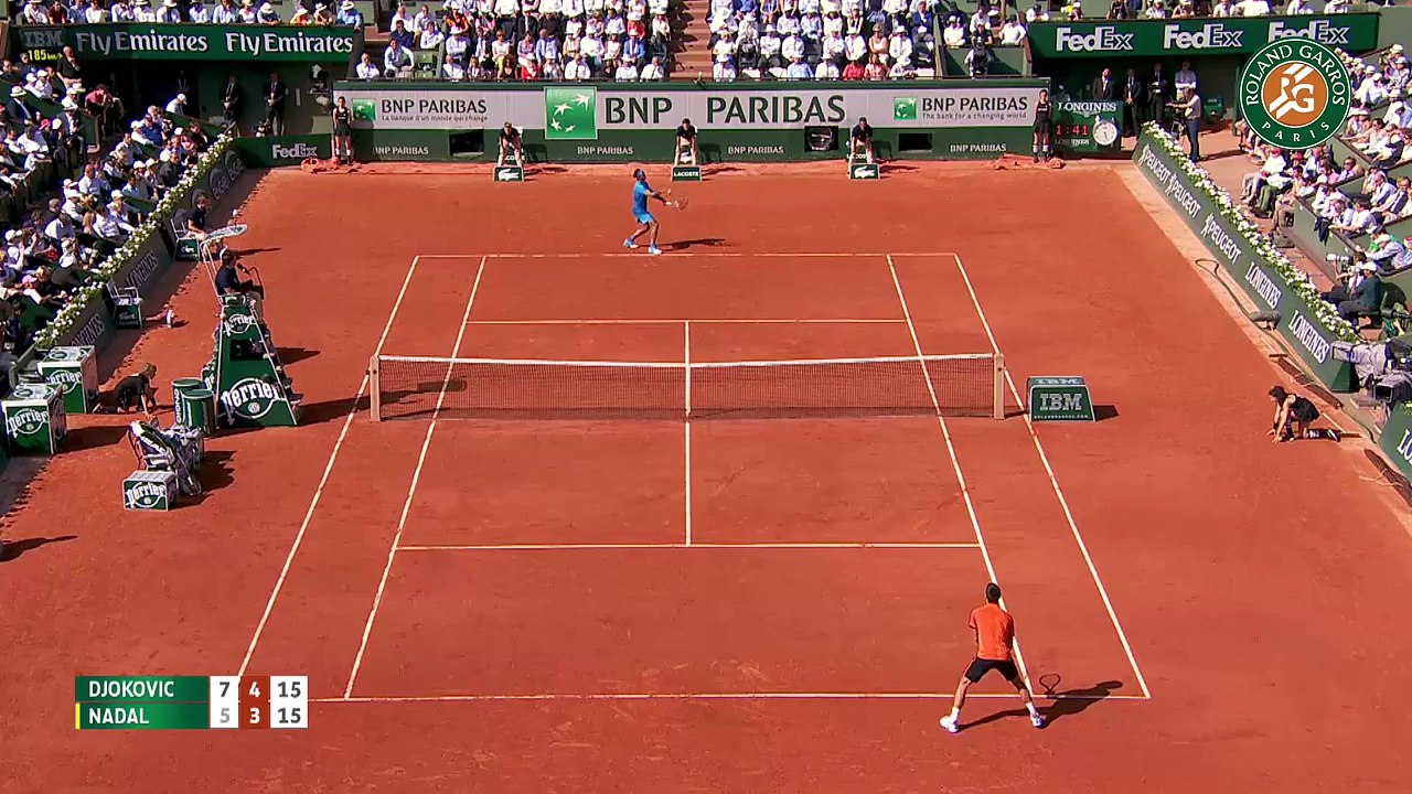 Djokovic vs Nadal Amazing point - Roland Garros 2015