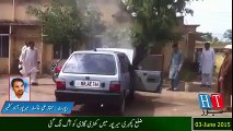 Parked car caught fire in Mirpur district court