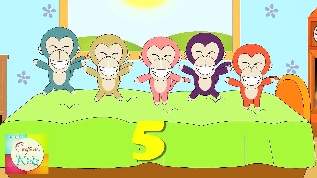 Five Little Monkeys Jumping On The Bed Nursery Rhyme Kids Animation ...