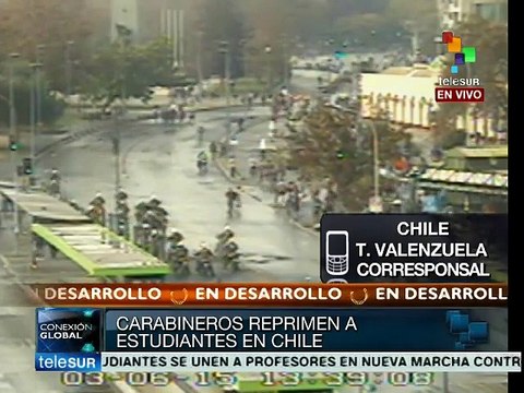 Chile: carabineros reprimen marcha de profesores y estudiantes