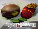 hand painted rocks hamburger