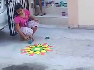 Rangoli (Design By Color On Ground) On Dhanteras