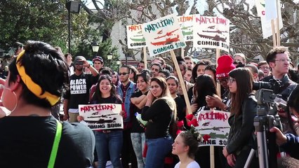 Students protest UC President Janet Napolitano's visit to campus