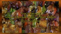 SmokingPit.com - Peach smoked Sesame Chicken & Beef Kebabs - Smoked on a Yoder YS640