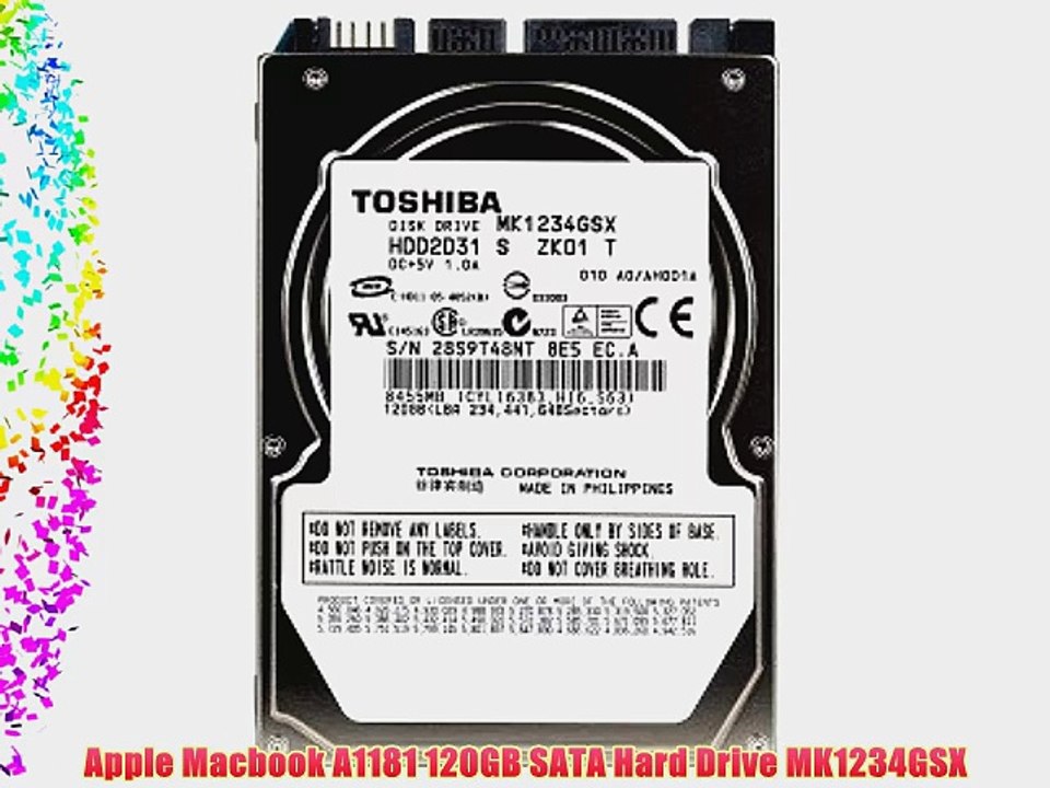 Apple Macbook A1181 120GB SATA Hard Drive MK1234GSX