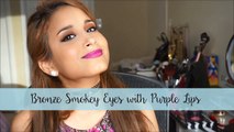 Bronze, Coppery Smokey eye with Purple Lips Make-up Tutorial