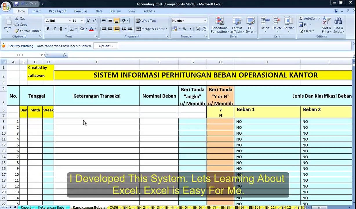 How To Build Operating Expense Information System Using Microsoft Excel. Step by Step.