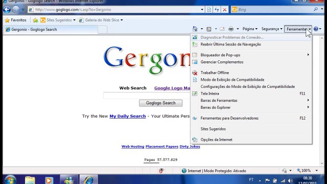 como definir o Google como página inicial no Internet Explore