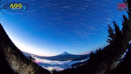 [ 4K Ultra HD ]富士山と星の軌跡 Timelapse Startrails above Mt.FUJI