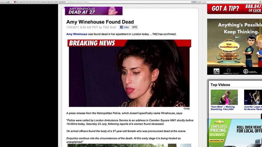 Amy Winehouse Found Dead Video Dailymotion