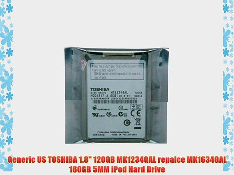 Generic US TOSHIBA 1.8 120GB MK1234GAL repalce MK1634GAL 160GB 5MM iPod Hard Drive