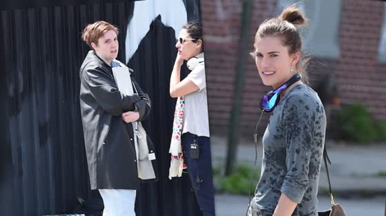 Lena Dunham And Allison Williams On Girls Set With Christopher Abbott