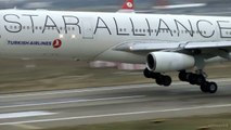 Turkish Airlines A340 Star Alliance Crosswind Landing to Istanbul Airport THY inişi HD