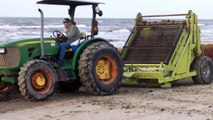Sargassum & beach cleaning on Galveston TX West Beach, May 24th 2014