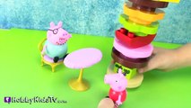 Peppa Pig Makes PLAY-DOH LEGO Ice Cream Sandwich for Daddy Pig! [George Pig] [Duplo]