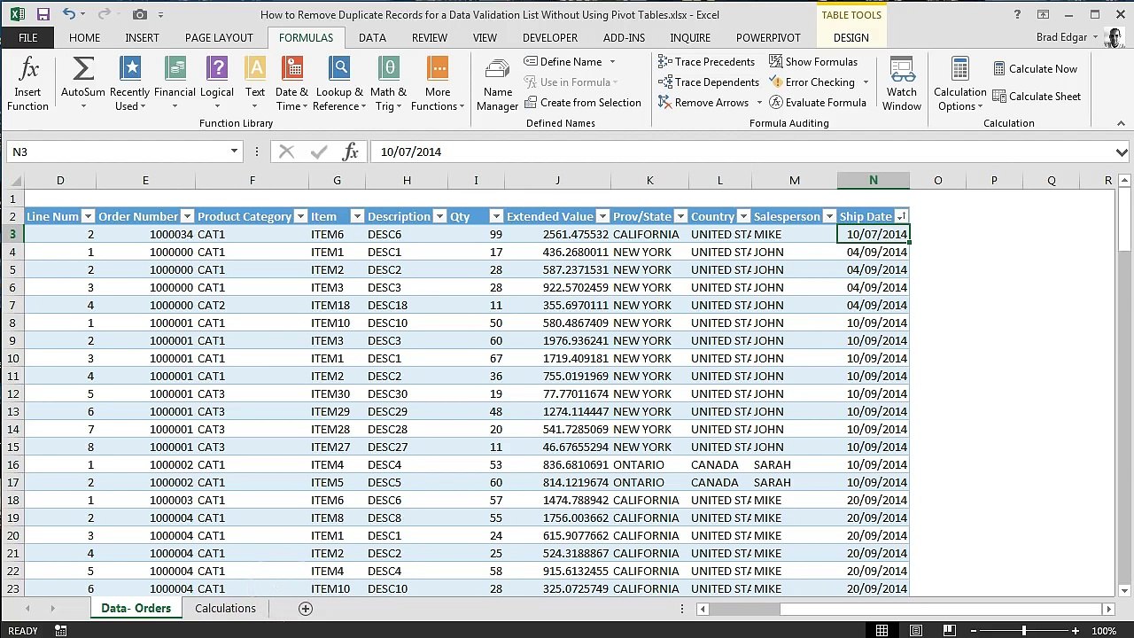 Dynamic Excel Data Validation Lists: How to Remove Duplicate Records