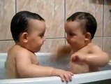 Twin Babies Enjoying Bath - Funny Baby Clips