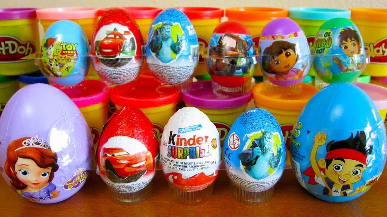 Huge Toy Surprise Eggs Planes Skylanders AngryBirds Thomas Batman Superman Kinder Disney b
