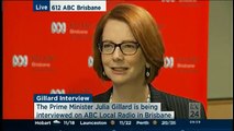 Prime Minister Julia Gillard talking about progress, patriotism and cartoons