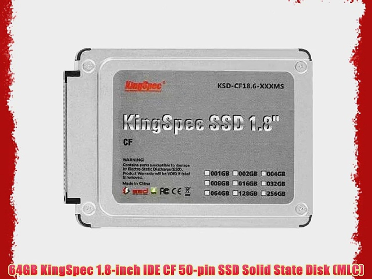 64GB KingSpec 1.8-inch IDE CF 50-pin SSD Solid State Disk (MLC) - video  Dailymotion