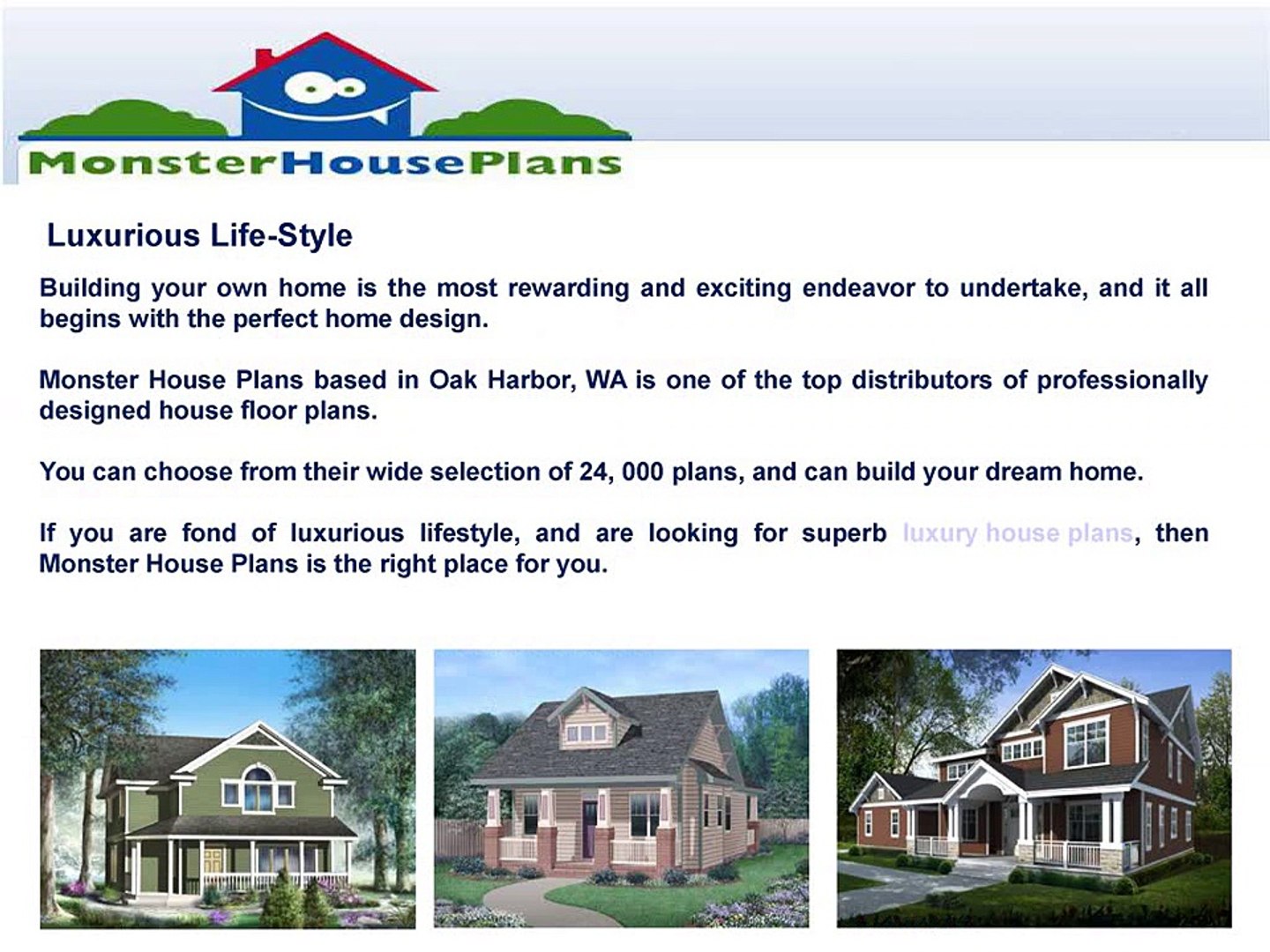 Monster House Plans Offers Luxury House Plans With Varied