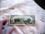 $20 US Bill into 911 Twin Towers Burning