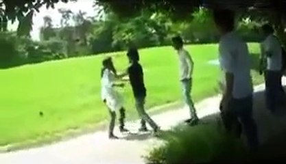 Group of Boys slap alone girl in Public