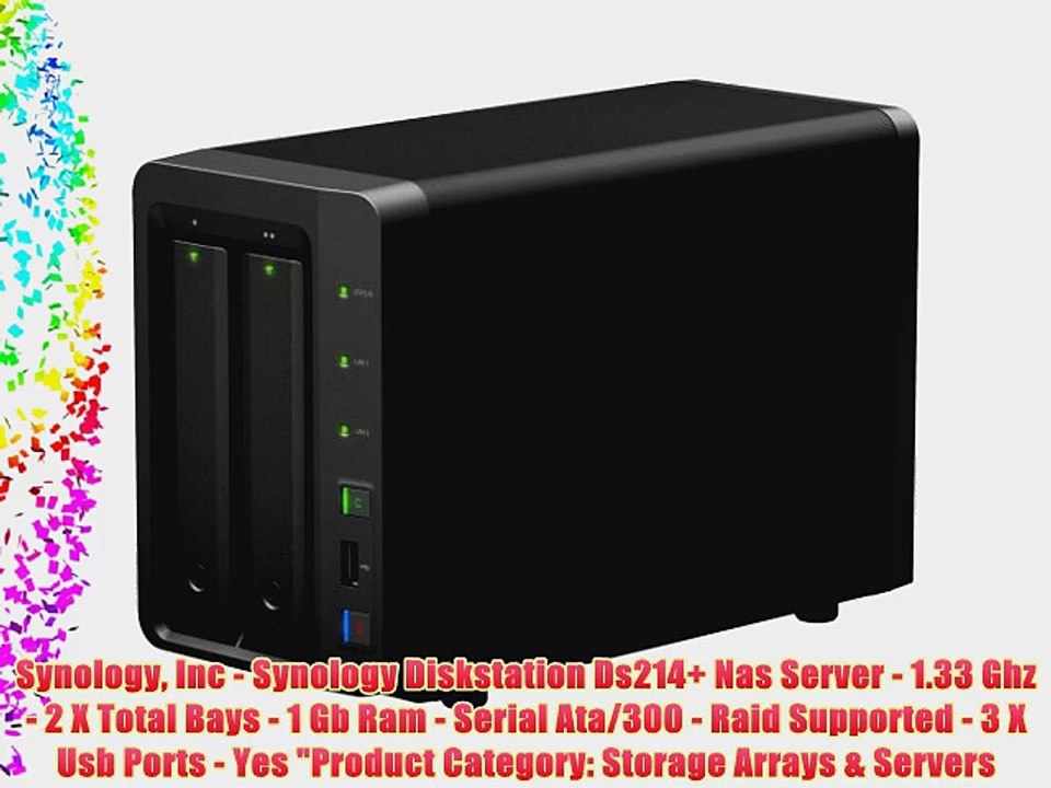 Synology Inc - Synology Diskstation Ds214  Nas Server - 1.33 Ghz - 2 X Total Bays - 1 Gb Ram