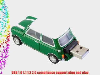 Mini Cooper USB Flash Drive 8GB - Green with Bonnet Stripes