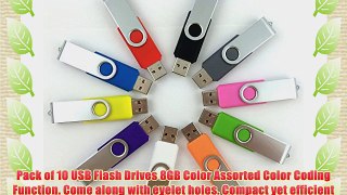 Enfain USB Key Flash Drive Memory Stick 8GB - Multi Color Assorted 10 Pack (8GB Mix)
