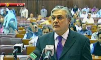 Finance Minister Ishaq Dar presents the budget 2015-16