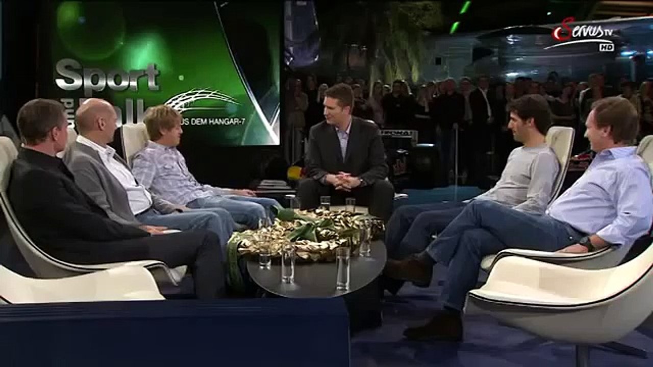 Formula 1 2010 Red Bull Racing Vettel, Webber, Horner, Newey at Sport and Talk at Hangar 7