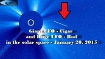 Giant UFO - Cigar and Huge UFO - Rod in the solar space - January 20, 2015