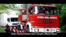 Fano: Camion finisce fuori strada a Monte Giove