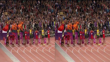 Jeux Olympiques Londres - 100m Finale Usain Bolt 3D stereo (Olympic Games London)