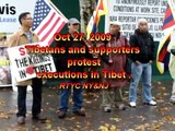 Tibetans and supporters protesting  Executions in Tibet in NYC on OCT 27, 2009