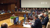 EX-SOVIET States DEFENSE MINISTERS Discuss MILITARY-TO-MILITARY COOPERATION