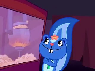Happy Tree Friends  Petunia's brain is popped like popcorn  over a flame.