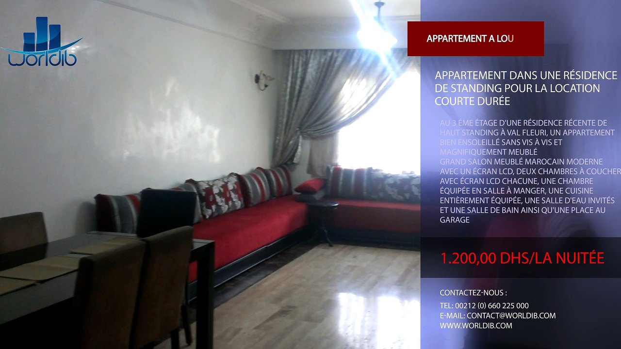 Appartement dans une résidence de Standing pour la location courte durée