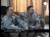 US-soldiers watch Barack Obama's triumph on euronews in Iraq.