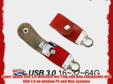 Fortech? Grizzly Red 32gb USB 3.0 Flash Drives USB Memory Stick Genuine Leather Casing USB